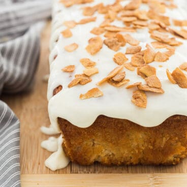 coconut bread with cream cheese glaze whole