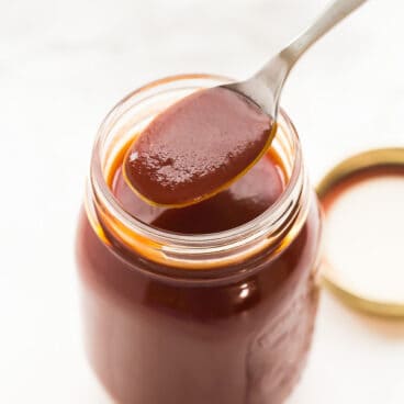 homemade barbecue sauce on a spoon