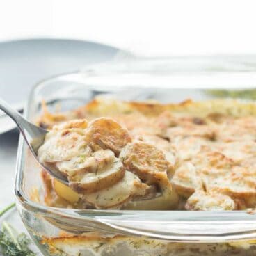 These Light Creamy Dill Scalloped Potatoes have a fraction of the fat as regular scalloped potatoes but you'd never know! Not a fan of dill? Substitute herbs of your choice!