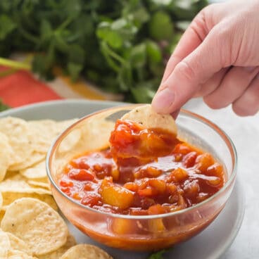 mango salsa on chip